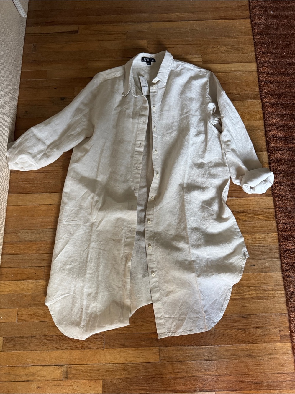 NWT J. Crew women’s Lightweight Linen Button-Down Dress shirt - Ivory/Cream